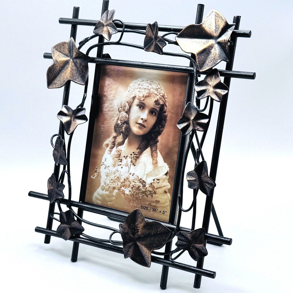 Metal Ivy Leaf Photo Frame Bronze Style Vine Botanical Rustic Cottage Decor - Picture 2 of 6